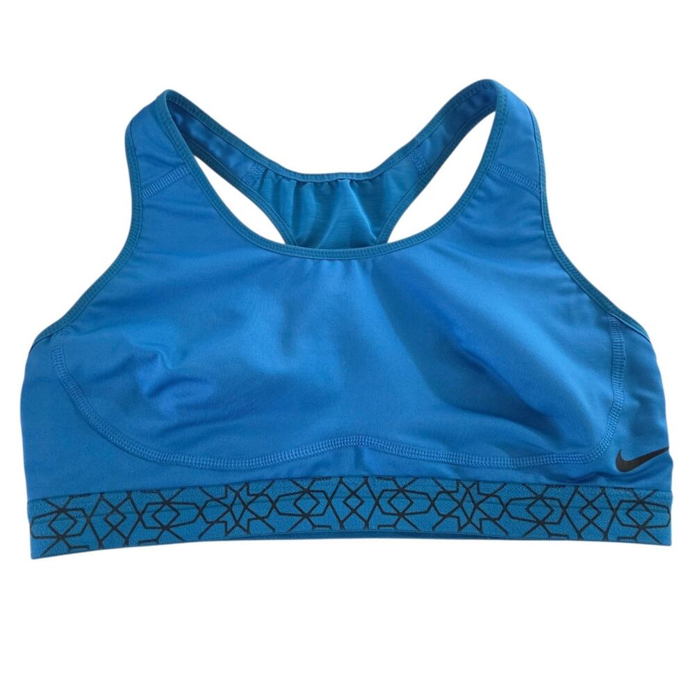 Nike Dri-Fit Fierce Cerulean Blue Medium Support Racerback Sports Bra MEDIUM